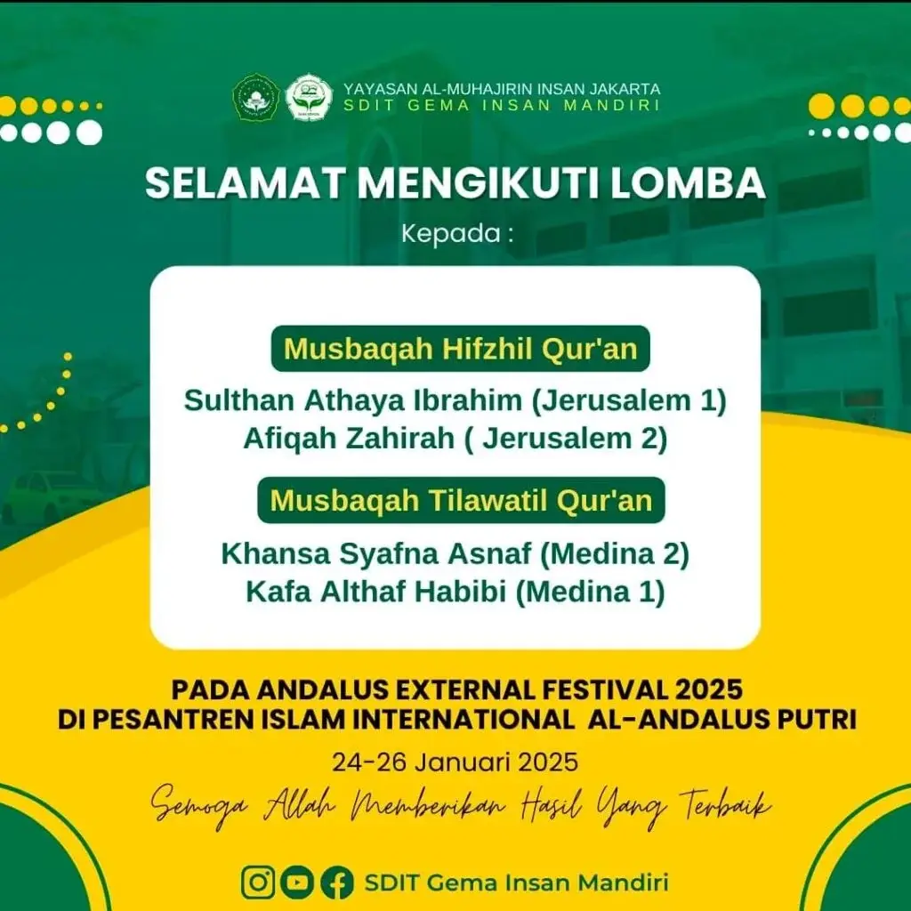 Selamat Mengikuti Lomba Musbaqah Hifzhil dan Tilawatil Qur’an