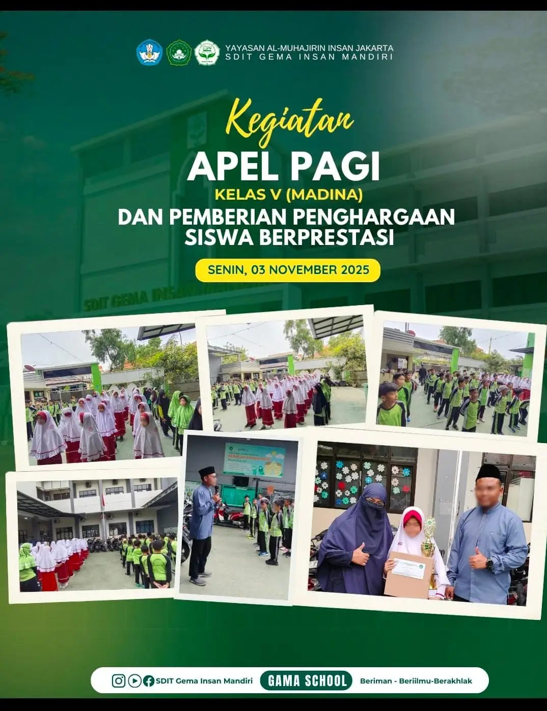  Kegiatan Apel Pagi & Penghargaan Siswa Berprestasi 